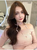 韓国ヘア 2wayバング 顔まわりカットNo.1 レイヤー グレージュ