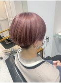 刈り上げショート×ペールピンクカラー☆