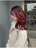 ブリーチなしワインレッド×レイヤー