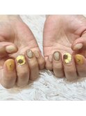 夏ネイル　ひまわりネイル