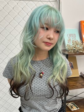 リル 溝の口(LiL) ミント×ブラウン デザインカラー/溝の口/ブリーチ/ダブルカラー