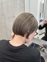 ヘアー アイス 御器所本店(HAIR ICI)&nbsp;20～50代☆パツっと丸みミニボブ 赤み消しアッシュカラー