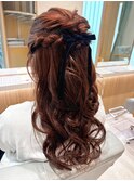 リボン編み込みハーフアップ【若江岩田】