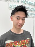 刈り上げツイストパーマナチュラルアップバングメンズヘア本厚木