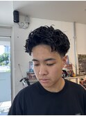 ショートアップバングピンパーマ