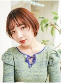 ショートボブ×オレンジブラウン