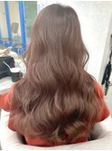 韓国風レイヤー　髪質改善カラー　オレンジブラウン