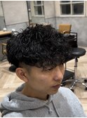 外国人風無造作パーマスペインカール  h