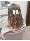 編み込みハーフアップアレンジ