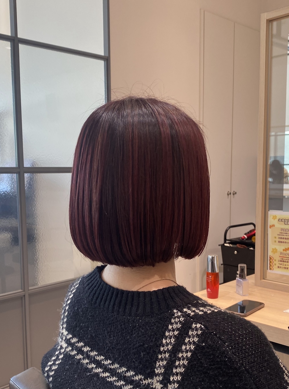 【スタイル】ブリーチ無しワインレッド