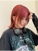 ハイトーンピンク+ウルフカット+姫カット+レイヤーウルフ