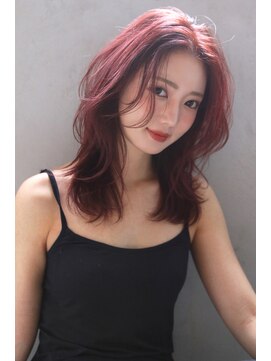 ブラン 広島本通(Blanc) 【Blanc】ピンクカラー＿レイヤーカット＿ニュアンスセミロング