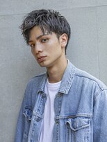 小久保styleフェザーパーマグレーブルーカラー刈り上げショート