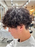 メンズ波巻きスパイラルパーマシャドウパーマ刈り上げマッシュ