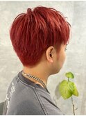 メンズカット/レッドカラー/派手髪