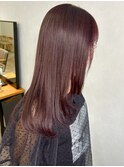 地毛風ストレートワインレッドカラー＊ロングレイヤーカット
