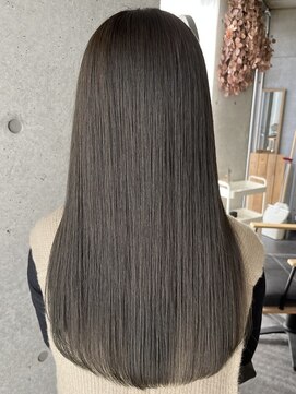 アオゾラヘアー フジサキグウ(AOZORA HAIR FUJISAKIGU) オリーブベージュ ブリーチ無しカラー 透明感ストレート 20代