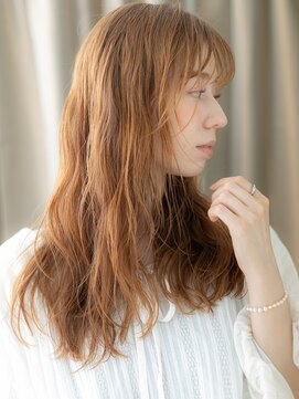 カバーヘア ブリス 川口(COVER HAIR bliss) ハイトーンカラーコーラルベージュコテ巻き風パーマX川口20代