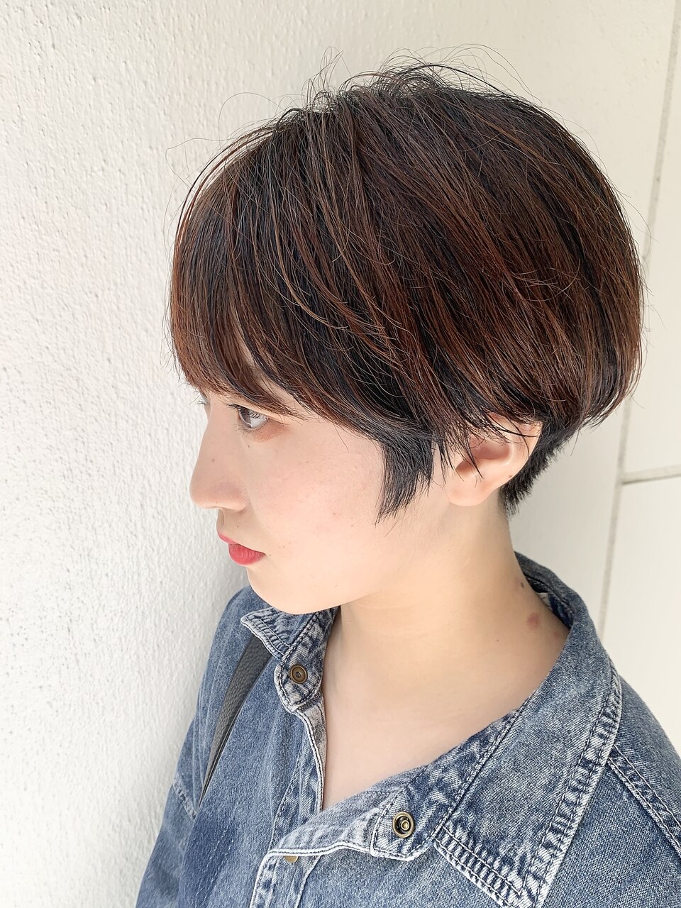 アンブレラカラー☆アシメショート×ダークネイビー×オレンジ