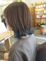 キュウヘアー(KYUU HAIR) ボブ×ブルーの裾カラー