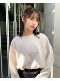 ボブ/大人かわいい/フェザーバング/透け感グレージュ