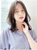 センターパートレイヤーミディアム［髪質改善/池袋&目白&大塚］