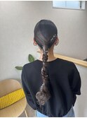 編みおろし　ヘアアレンジ　ヘアセット　お呼ばれヘア