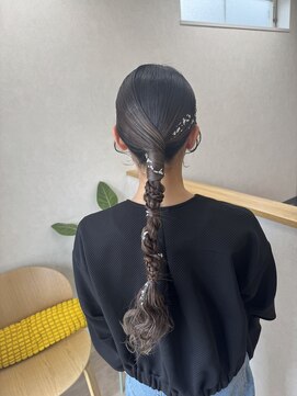 ヘアポップ(hair pop) 編みおろし ヘアアレンジ ヘアセット お呼ばれヘア