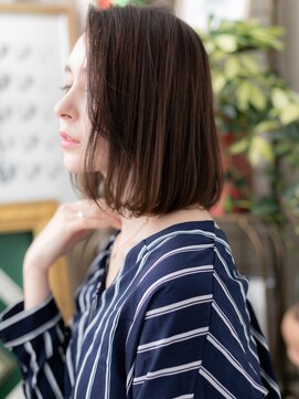 カバーヘア ブリス 志木南口駅前店(COVER HAIR bliss) ★小顔矯正立体カット前下がり艶感かきあげボブ20代30代40代★9