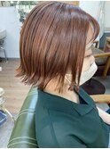 ミニボブ×オレンジカラー/20代/30代/カジュアル/北本/桶川/鴻巣