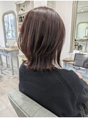 ピンクブラウン×ミディアムレイヤースタイル◇