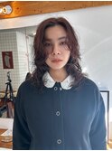 アプリコットオレンジ　ニュアンスパーマ　レイヤーカット