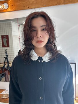 カルテ(QUARTE) アプリコットオレンジ ニュアンスパーマ レイヤーカット