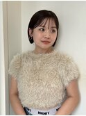 ミニボブ　ぷつっとボブ　耳かけボブ　ブラウンベージュ