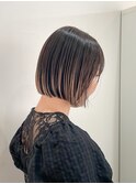 プレイングカラー/グラデーションハイライト/切りっぱなしボブ