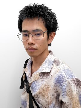 メンズカットアップバングスパイキーショートブルーブラック1105