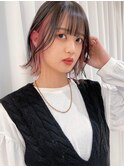 20代30代小顔大人ボブ 外ハネボブ インナーカラーピンク