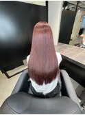 ブリーチなしダブルカラーレッドブラウンピンクベージュ髪質改善
