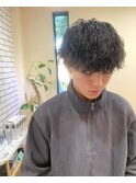 波巻きツイストスパイラル シルバーカラーすっきりツーブロック