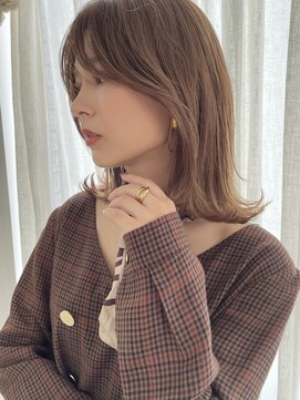 キートス(Kiitos) レイヤーミディアム透明感ベージュシースルーバング韓国レイヤー