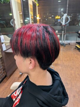 美容室 M ハイライト×レッドカラー