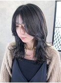 ロングウルフレイヤー顔周りレイヤーおくれ毛韓国ヘア_ba544501