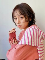 デジタルパーマ イメチェン チェリーブラウン 伸ばしかけヘア