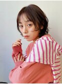 デジタルパーマ イメチェン チェリーブラウン 伸ばしかけヘア