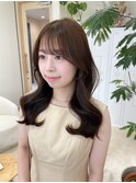 くびれヘア【小顔薄めバンググレージュレイヤーロング前髪】