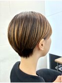 20代30代ショート前髪あり前髪なし顔周りレイヤーカットオリーブ