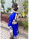 振袖着付けメイクヘアアレンジ編み込み