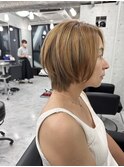 小顔ひし形 レイヤーカット 透明感カラー