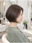 ☆前髪あり耳掛け丸みくびれ大人ショートボブ30代40代50代☆