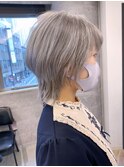 《池袋》ハイトーングレー×前下がりショート＋ウルフレイヤー